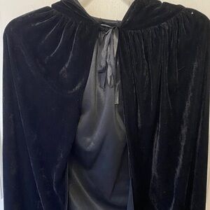 Black Velvet Hooded Cape Long XL costume tie